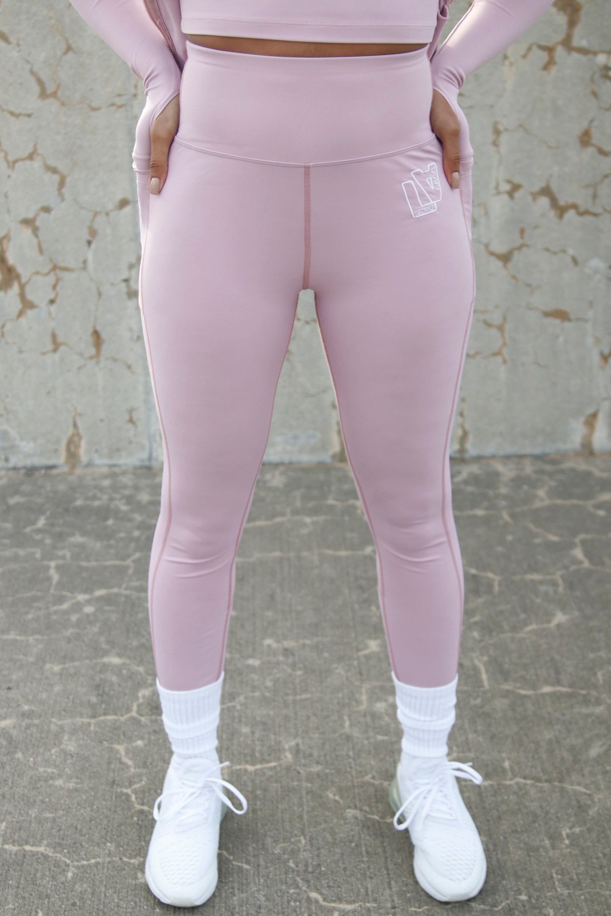 Blush pink workout leggings sales